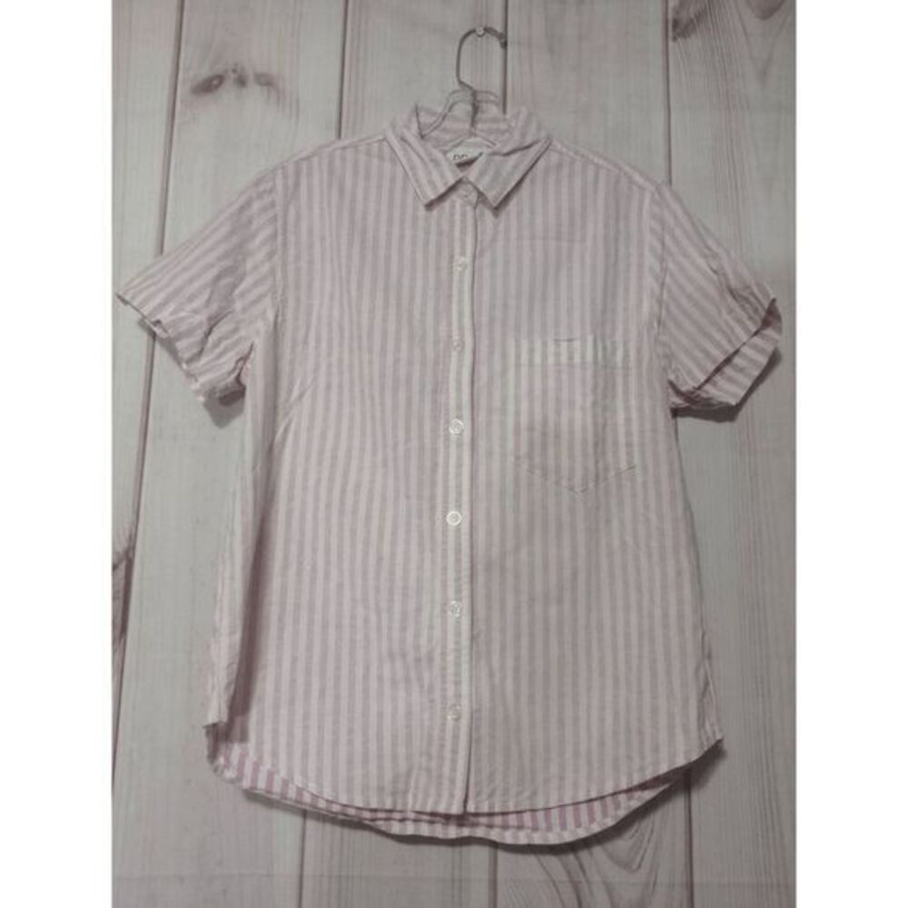 BDG Urban Outfitters Pink White Striped Button Down Short Sleeve‎ Shirt Small